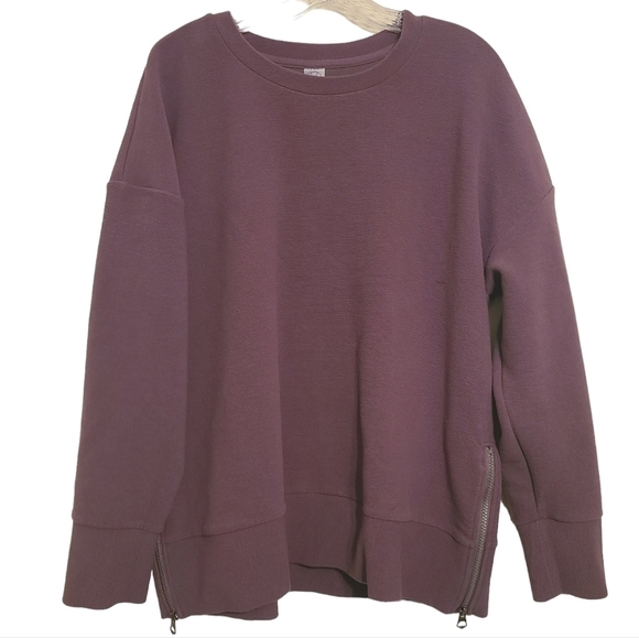 Te Verde | Women's Purple Side Zipper Crewneck Sweatshirt (Size XL) - Picture 1 of 12